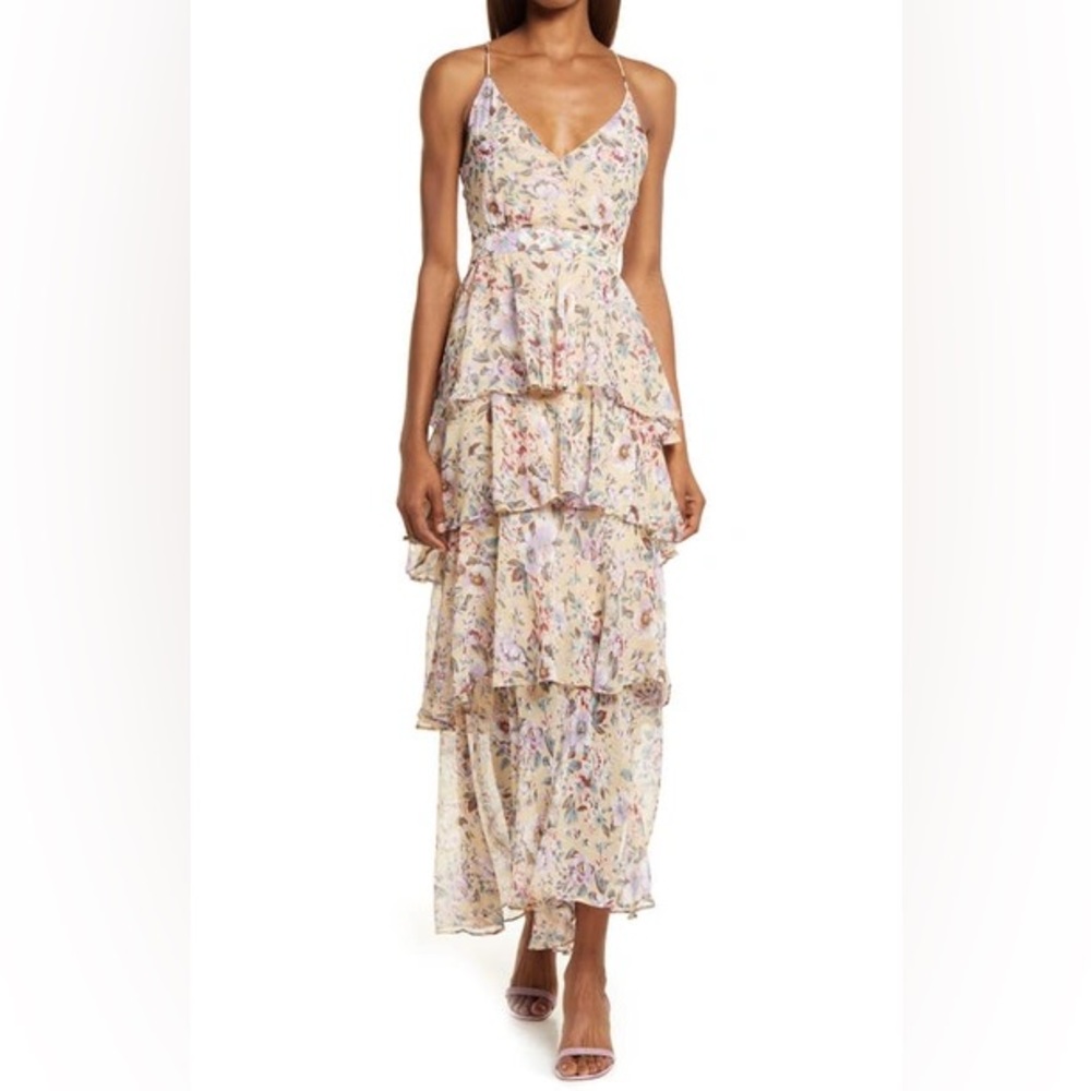 ASTR The Label Rosana Floral Tiered Ruffle Maxi Dress